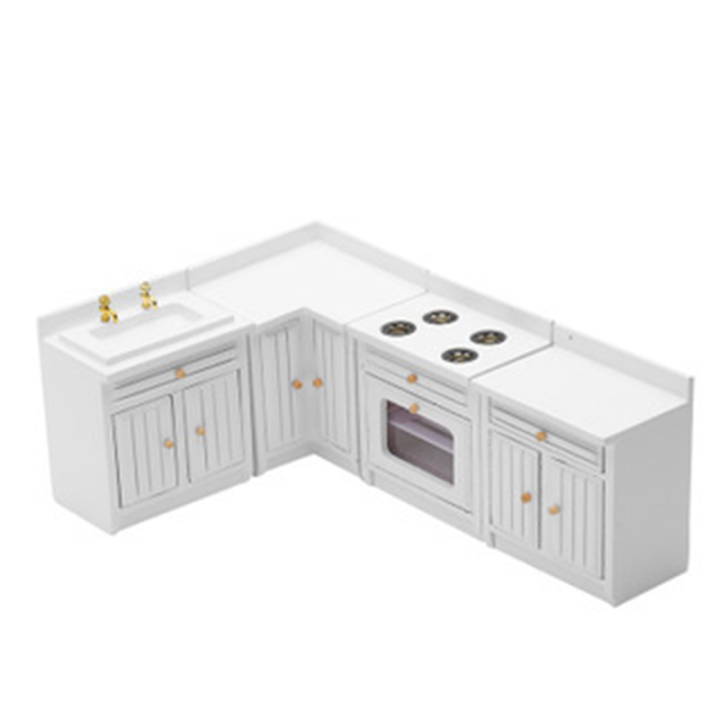 1/12 Scale Doll House Miniatures Kitchen Cabinets Set,White