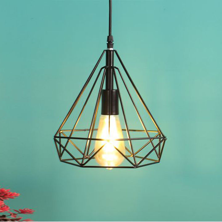 Black%20Metal%20Diamond%20Shape%20Single%20Hanging%20Light%20-%20Image%203