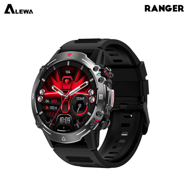 Alewa Ranger Amoled Round Smart Watch | BT Call | IP68 Waterproof | Always On Display | 410mah Battery (Black/Gray/Green)