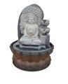 Lord Buddha 3 Steps Water Fountain with LED Lights and Water Pump (Brown, Stone Gray, 12" X 8" X 8"). 