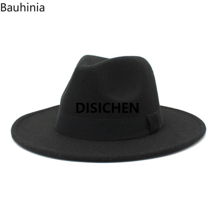 DISICHEN%202023%20New%20Hot%20Wide%20Brim%20Felt%20Fedora%20Hats%20With%20Bee%20Ribbon%20Autumn%20Winter%20Wedding%20Party%20Trilby%20Hat%20Men%20Gentleman%20Jazz%20Hats%2056-58CM%20Portable%20-%20Image%204