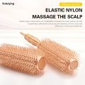 Sutuiying Professional Wood Round Curly Combs For Women Hairdressing Massage Fashion Brush Salon Barber Aluminum Tube Hair Styling Comb New Type. 
