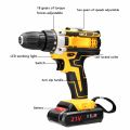 21V Cordless Electric Drill Brush Motor 2 Speeds Adjustment 18 Gears of Torque Adjustable Holes Drilling Machine. 