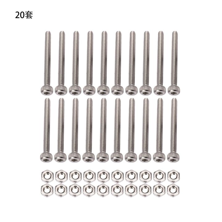Uxcell M2x10mm Stainless Hex Socket Knurled Cap Screws & Nuts – 20 Sets