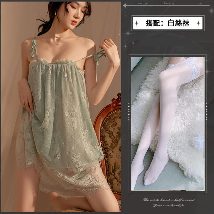 Home%20Lace%20Suspenders%20Nightdress%20Women%20Hot%20Transparent%20Europe%20and%20America%20Temptation%20Pajamas%20Plus%20Size%20Lingerie%20Proxy%2077%20-%20Image%203