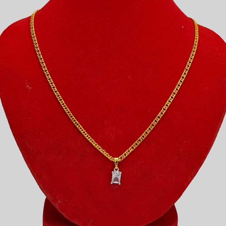 Panchadhatu Pendant  Ad Stone Studded With Gold Plated Chain Necklace For Women