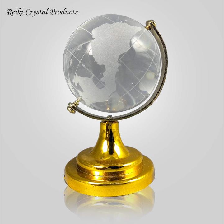 Crystal Products Feng Shui Vastu Crystal Glass Globe for Office Table with Rubber snake (5/3)inch