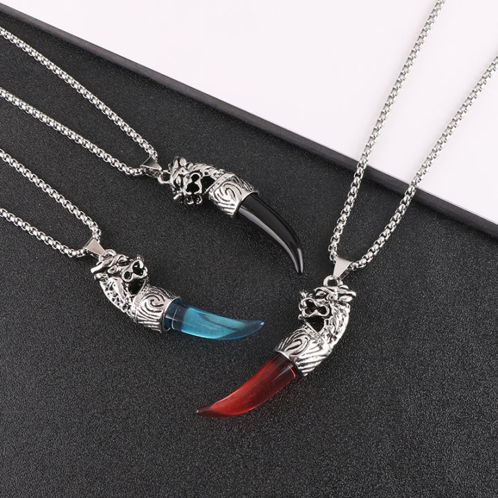 Profesional%20Jewelry%20Accessories%20Pendant%20Vintage%20Personality%20Korean%20Men's%20Necklace%20Wolf%20Tooth%20Domineering%20XLN%20Trend%20Pendant%20Sweater%20Simple%20Jewelry%20-%20Image%203
