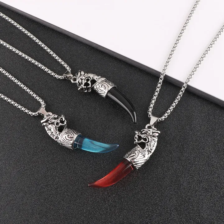 Profesional%20Jewelry%20Accessories%20Pendant%20Vintage%20Personality%20Korean%20Men's%20Necklace%20Wolf%20Tooth%20Domineering%20XLN%20Trend%20Pendant%20Sweater%20Simple%20Jewelry%20-%20Image%203