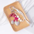 Rope Design Red And Black Leather Rope Keychain Leather Material Charm Pendant Ribbon Bag Charm Weaving Style Cherry Pendant Trendy Jewelry. 
