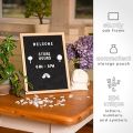 Black Felt Letter Board with Solid Oak Frame and 140 White Letters 11x16 Inch. 