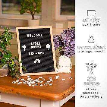 Black%20Felt%20Letter%20Board%20with%20Solid%20Oak%20Frame%20and%20140%20White%20Letters%2011x16%20Inch%20-%20Image%203