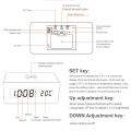 Wooden Digital Alarm Clock with Wireless Charging. 