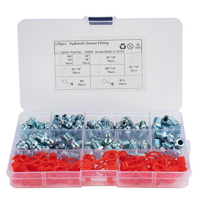 120Pcs/Set Leaf Spring Nut Grease Fittings Grease Couplers Grease Fitting Hydraulic Zerk Grease Easy Install