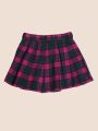 U.S. Polo Assn. Kids Girls Checked Pure Cotton Pleated Skirt. 