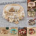 CARAT Butterflies Pendant Elastic Wristband Boho Style Butterfly Beaded Bracelet Set Elastic Wristband Jewelry Gift for Women Women. 