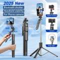 F16 Selfie Stick Tripod with 1708mm Long 8-Section Pole, Bluetooth Remote, 360° Rotation, 1/4 Interface, for Phone Camera Vlog. 