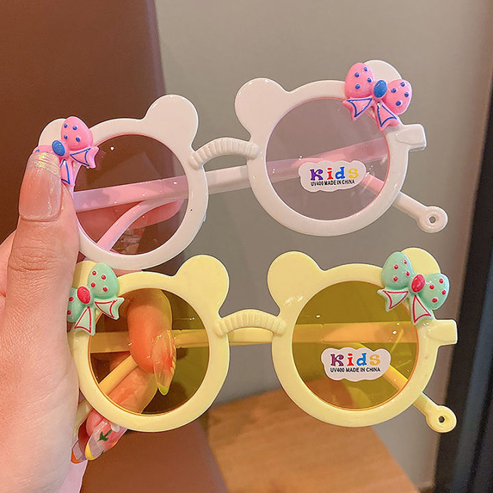 Cartoon Goggles Colorful Summer Sunglasses Childrens Sunglasses Clear Vision Party Kids Glasses Bow Cartoon Fashion Round Frame