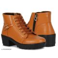 Stylish Casual Women's Heel Boots – Synthetic Leather, Rubber Sole, Winter Boots in Multiple Sizes. 