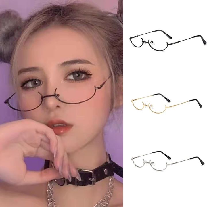 Enacolor Anime Lensless Half Frame Eyeglasses Glasses Frame for Girl
