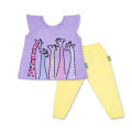 Cotton Purple Top and Yellow Pants for Girl (Cool Giraffe). 