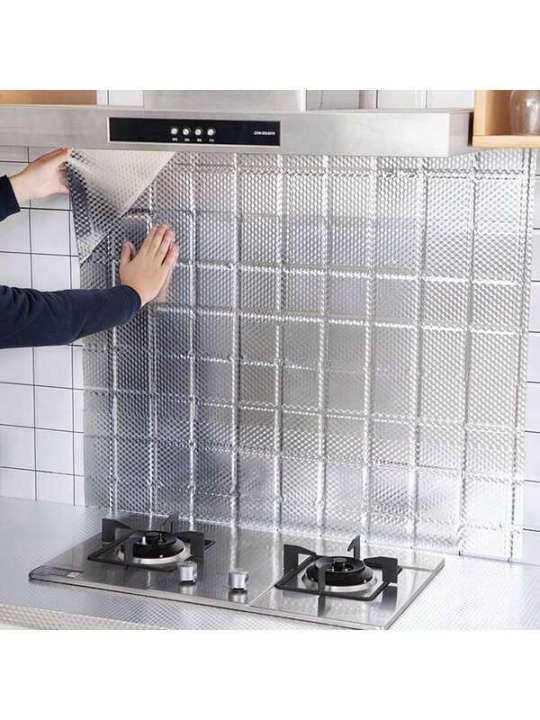 1pc Home Decor Sticker, Waterproof, Oil-Proof, Heat Resistant, Self-Adhesive, Suitable For Beautifying Renovating Kitchen, Stove, Backsplash, Furniture, Appliances, Bathroom And More