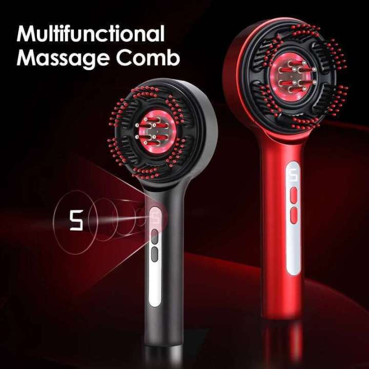 Electric Massage Comb Head Scalp Massager for Growth Red Blue Purple ...
