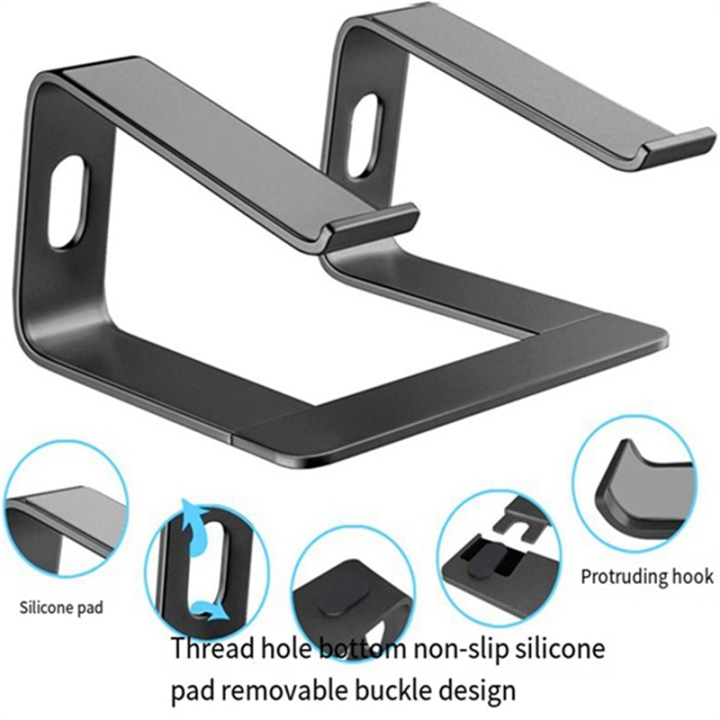 Aluminum%20Stand%20for%20Portable%20Laptop%20Stand%20Desktop%20Stand%20Easy%20Install%20Black%20-%20Image%203