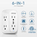 【Buy with eyes closed】LENCENT Multi Plug 6 Outlet Extender, Surge Protector Wall tap, Power Strip 3-Side Widely Spaced Adapter Plug Extension Multiple Charger Expander, Mountable Wall Splitter for Home Travel. 