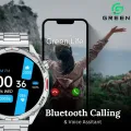Green Orbit Pro Luxury Smart Watch | 1.43" AMOLED Display | Metallic Body With Stainless Steel & Leather Strap | 3D Watch Faces  | BT Calling | IP68 Water Resistance | 178 Sports Modes | BT V5.2 | 270mAh Battery | 20 Days Standby | AOD | 1 Year Warranty. 