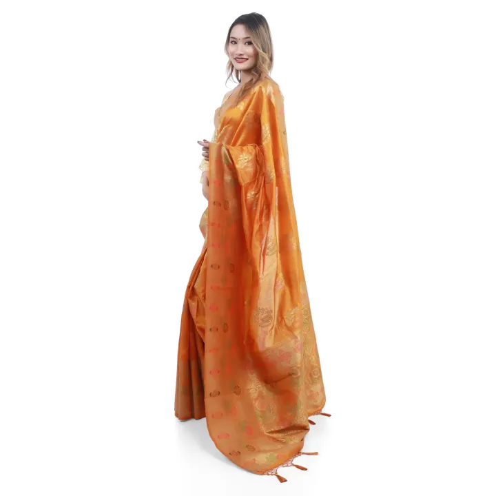 Mustard%20Yellow%20Color%20Dola%20Silk%20Saree%20With%20Blouse%20For%20Women%20-%20Image%204