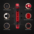 Helmet Bicycle Signal Light Waterproof Rear Tail Light Cycling Portable Detachable Light LED USB Style Rechargeable, B-Red. 