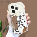 Hontinga for Tecno Pova 6 Pro 5G Back Cover Cute Bears Phone Case Cream Texture Wavy Edge Soft Mobile Cover. 