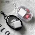 DISICHEN Profesional Anrushide Data Cable Charger Charging Storage Transparent Cable Wrap Portable New On-the-go Outdoor Headphone Organizer Cell Phone Organizer B. 