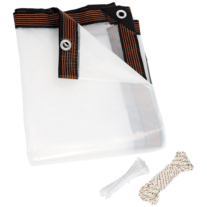 8X10 FT Clear Waterproof Tarps Heavy Duty Outdoor Garden Rainproof Covering,Clear Vinyl Tarp with Grommets Easy Install