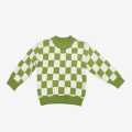 Light Greeen/White Color Woolen Full Sleeves Checked Printed Sweater For Girl. 