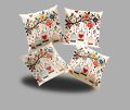 Bird & Floral Printed Cushion with Filling – Set of 4. 