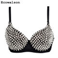 Fifty percent discount ladies lingerie bra punk bra bra studs metallic silver studded tops lingerie bra push-up bra gothic brasierMujer. 