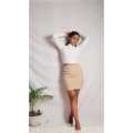 Leather Mini Skirt for Women Cream Color. 