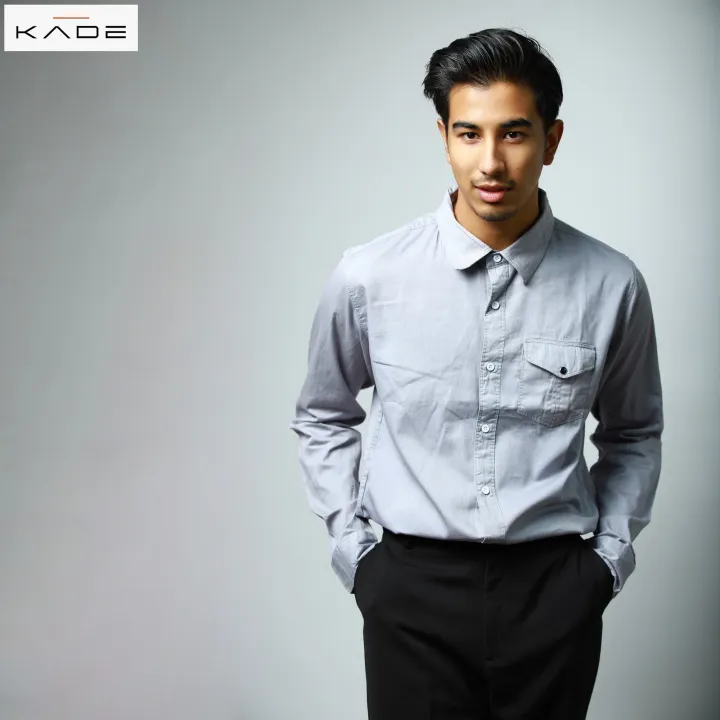 KADE Grey Classic Cotton Shirt For Men