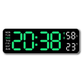 Large Digital Wall Clock Temperature and Humidity LED 12/24H Green. 