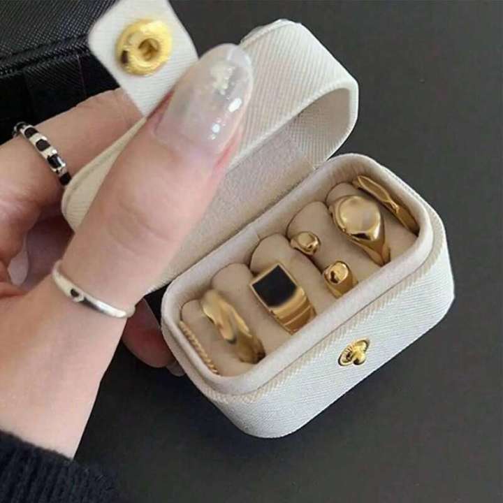 1pc mini portable minimalist jewelry storage box, suitable for displaying and storing rings, necklaces, earrings