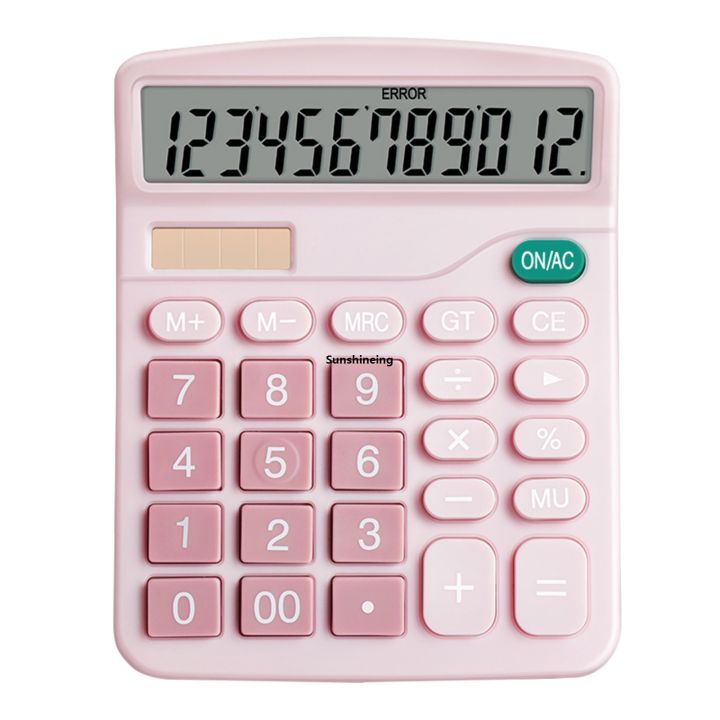 【StyleSphere123】2021New Color Calculator 12-digit Display Office Student Solar Dual Power LCD Display Desktop Basic Calculator