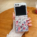 Zhitian Luxury Floral Transparent Folding Phone Case For Samsung Galaxy Z Flip 6 5 4 3 Hard Back Cover For Samsung Galaxy Z Flip6 Flip5 Flip4. 
