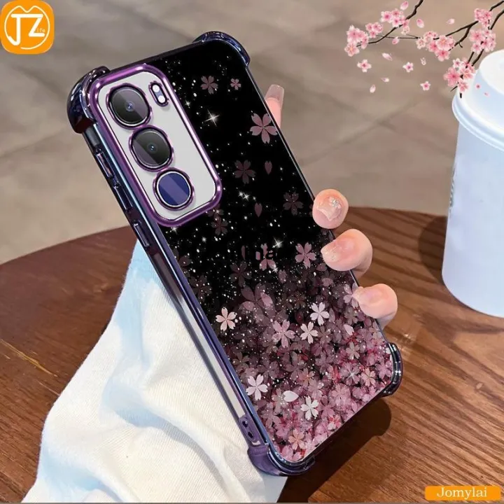 Linman%20For%20Vivo%20V40%20Lite%205G%20And%20Vivo%20Y200%205G%20Soft%20Case%20(Both%20Models%20Are%20The%20Same%20Phone)%20Pretty%20SaHigh%20Quality%20kura%20Flower%20Four%20Corners%20Anti-fall%20Cover%20Has%206%20Colors%20Black%20Golden%20Silver%20Blue%20Pink%20Purple%20-%20Image%202