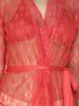 Fancyra Net Transparent Red Night Dress With Robe Free Size. 
