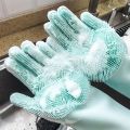 Bizzy 2PCS/set Silicon Dish Scrubber Rubber Gloves 100% Food Grade Cleaning Sponge Dishwashing Gloves Magic Silicone Gloves. 