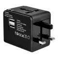 Super Quality Universal Travel Adapter with Dual USB Ports - Worldwide Plug Charger for Phone, Laptop & Devices, 6A Fuse, Safety Shutters, Patented Design, Works in 150+ Countries (US/EU/UK/AU). 