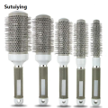 Sutuiying 1PC 6 Size Gray Hair Brush Nano Hairbrush Thermal Round Barrel Luxury Comb Hairdressing Hair Drying Curling Salon Styling Tool. 