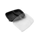 Disposable Two Compartment  Black Tray With Lid 50pcs/pkt  Size: 21cm*15 cm. 
